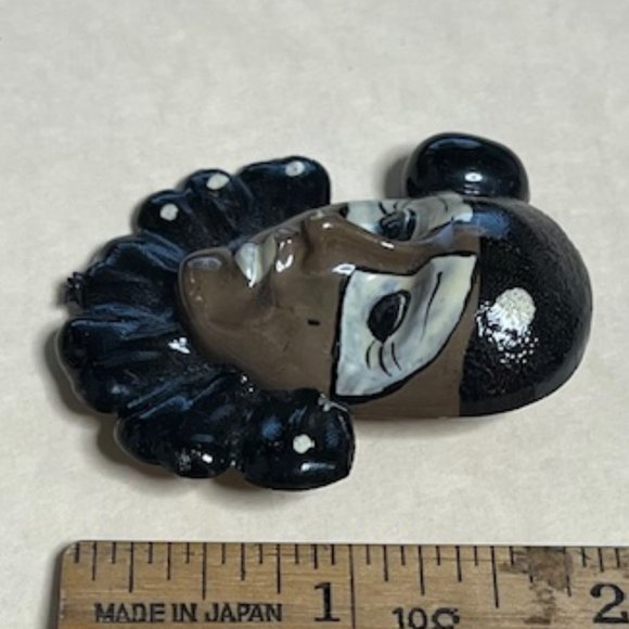 VTG RARE Hand Painted French Character of Pantomime Pierrot Brooch Pin 2" - Picture 5 of 8